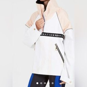 PE Nation Quarter Zip Oversized Windbreaker Jacket - XS